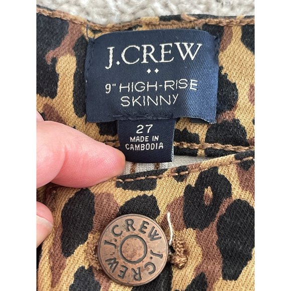 J Crew Animal Leopard Print 9" High Rise Skinny Jeans Button‎ Fly 27 28 NWOT - Picture 8 of 12
